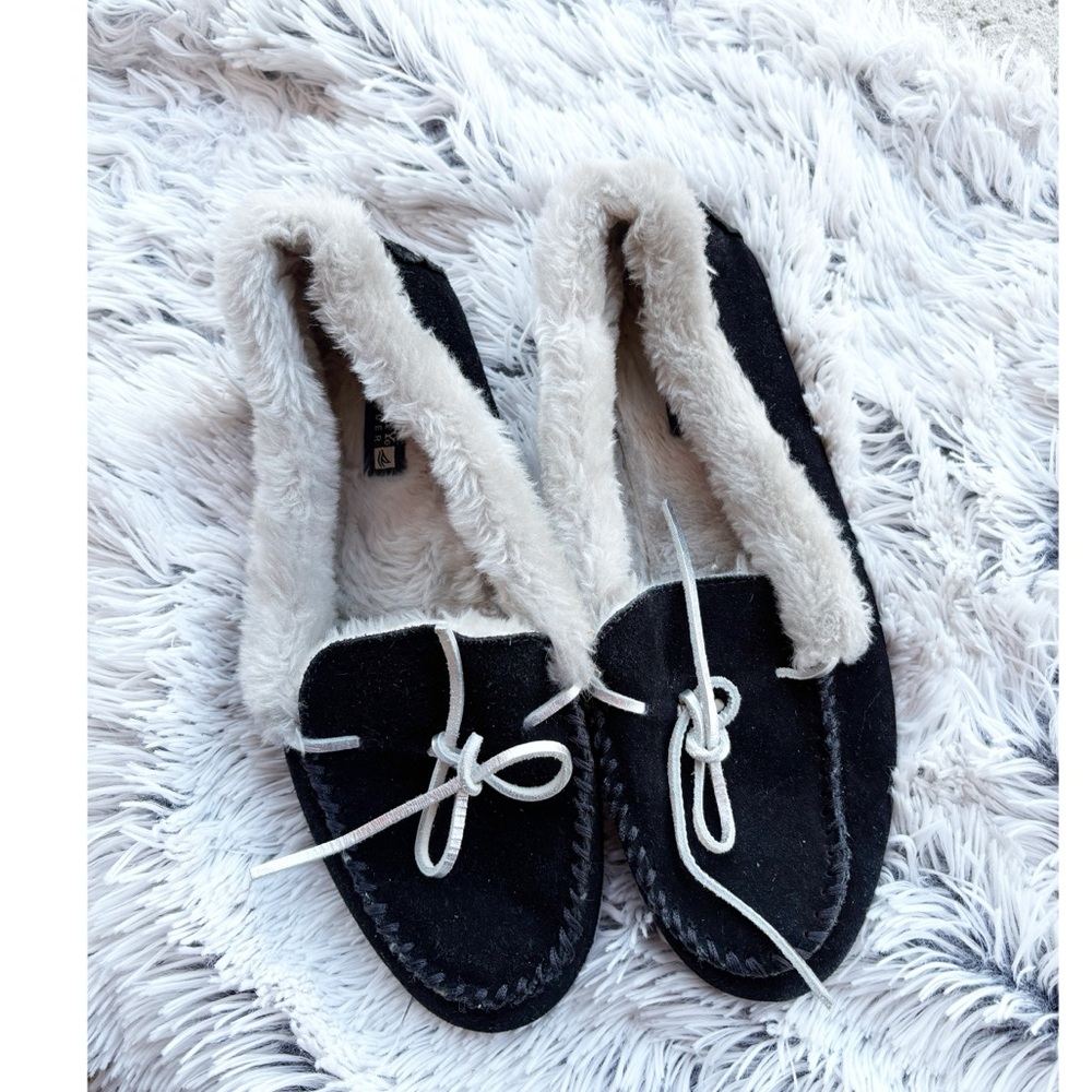 Sperry Black Mocassins Faux‎ Fur